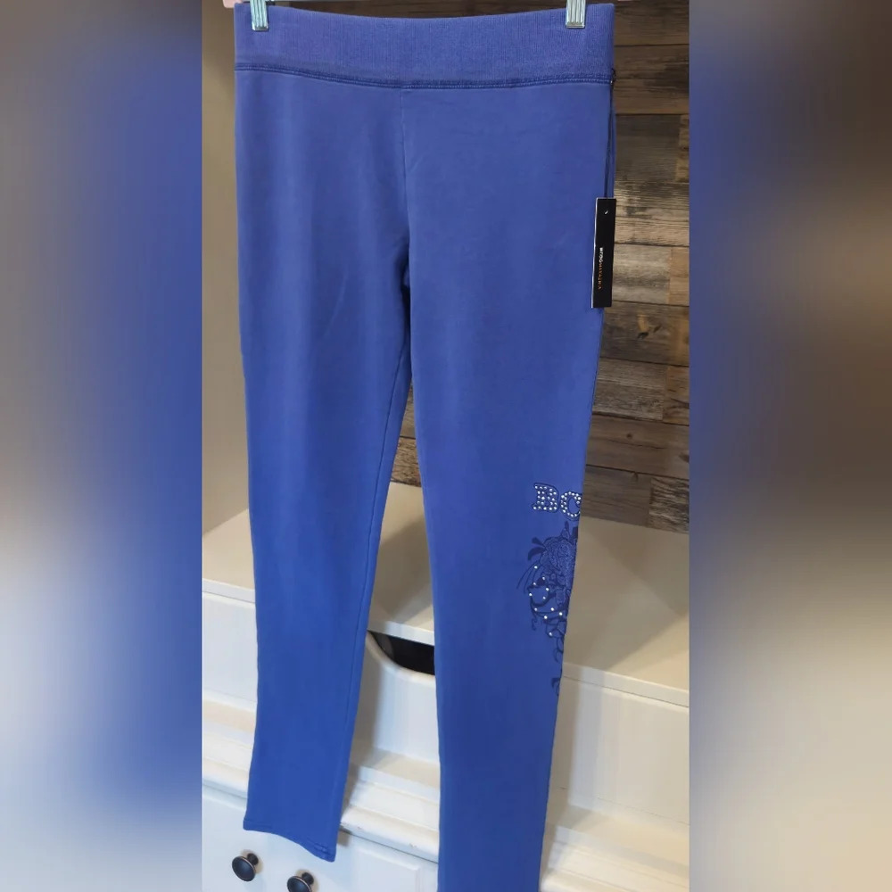 "Y2K" BCBGMaxAzria Sapphire Tracksuit with A Floral Design &  Embellishments - Picture 5 of 11
